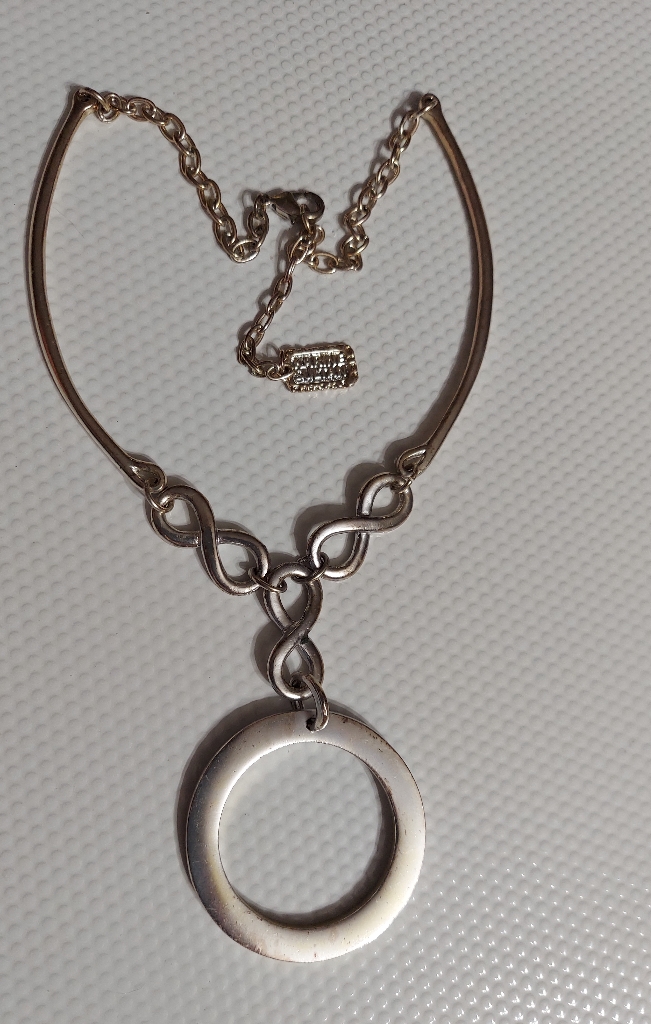 Karine Sultan Silver Tone/Circle Bar Infiniti Necklace
